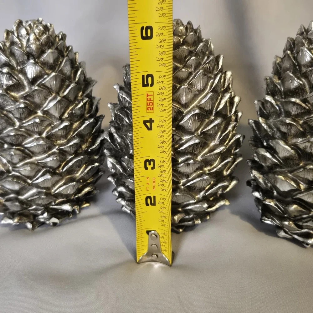 Set of 3 Silver Pine Cone Figurines 6